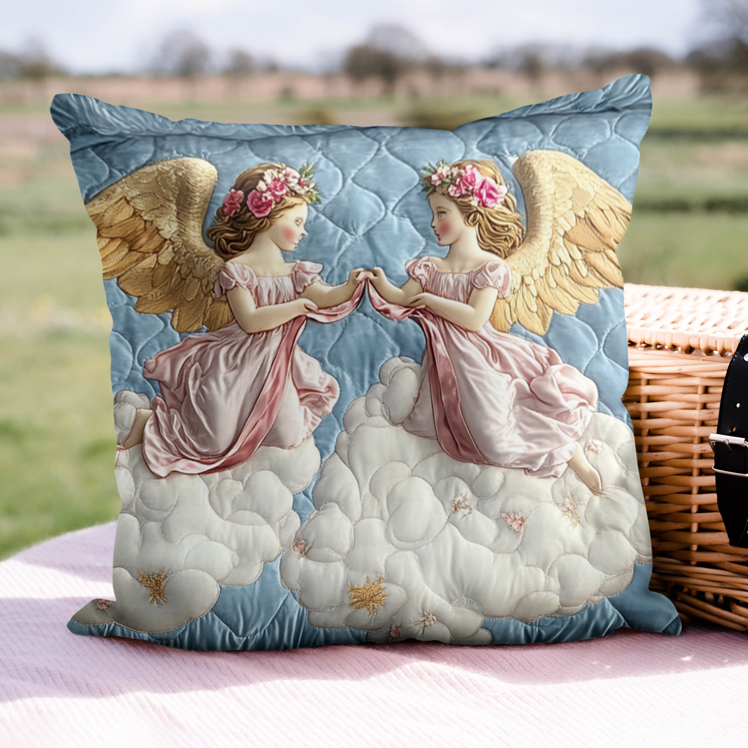 Heavenly Twins Quilted Pillow Case Throw Pillow Case Covers Best Family Gifts