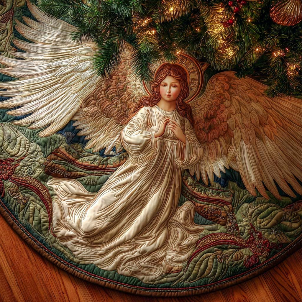 Heavenly Whisper Quilted Tree Skirt Christian Themed Religious Christmas Gifts