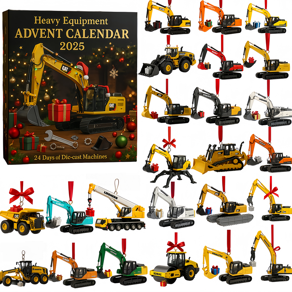 Heavy Equipment Advent Calendar 2025 24 Diecast Machines Countdown to Christmas Xmas Gifts For Brother