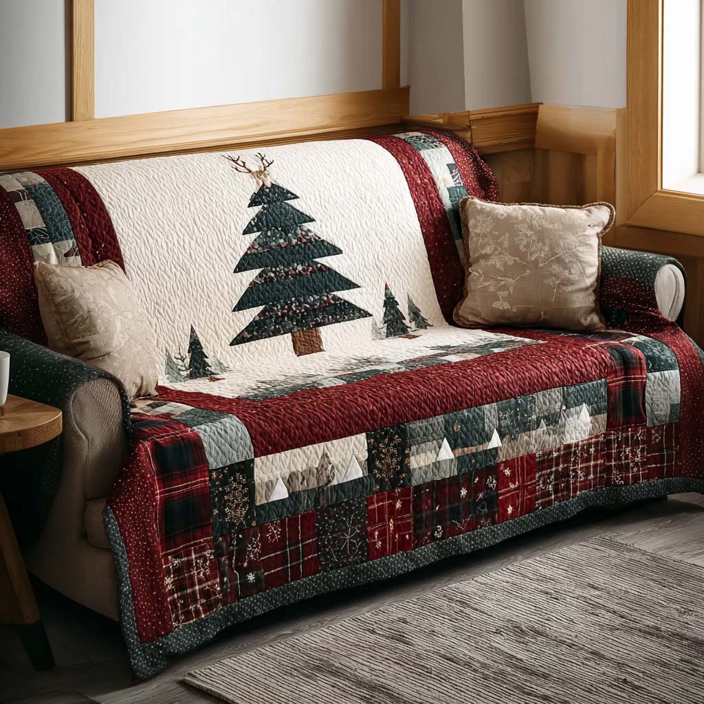 Heavy Snow Quilted Sofa Cover Holiday Living Christmas Decor Presents For Grandma