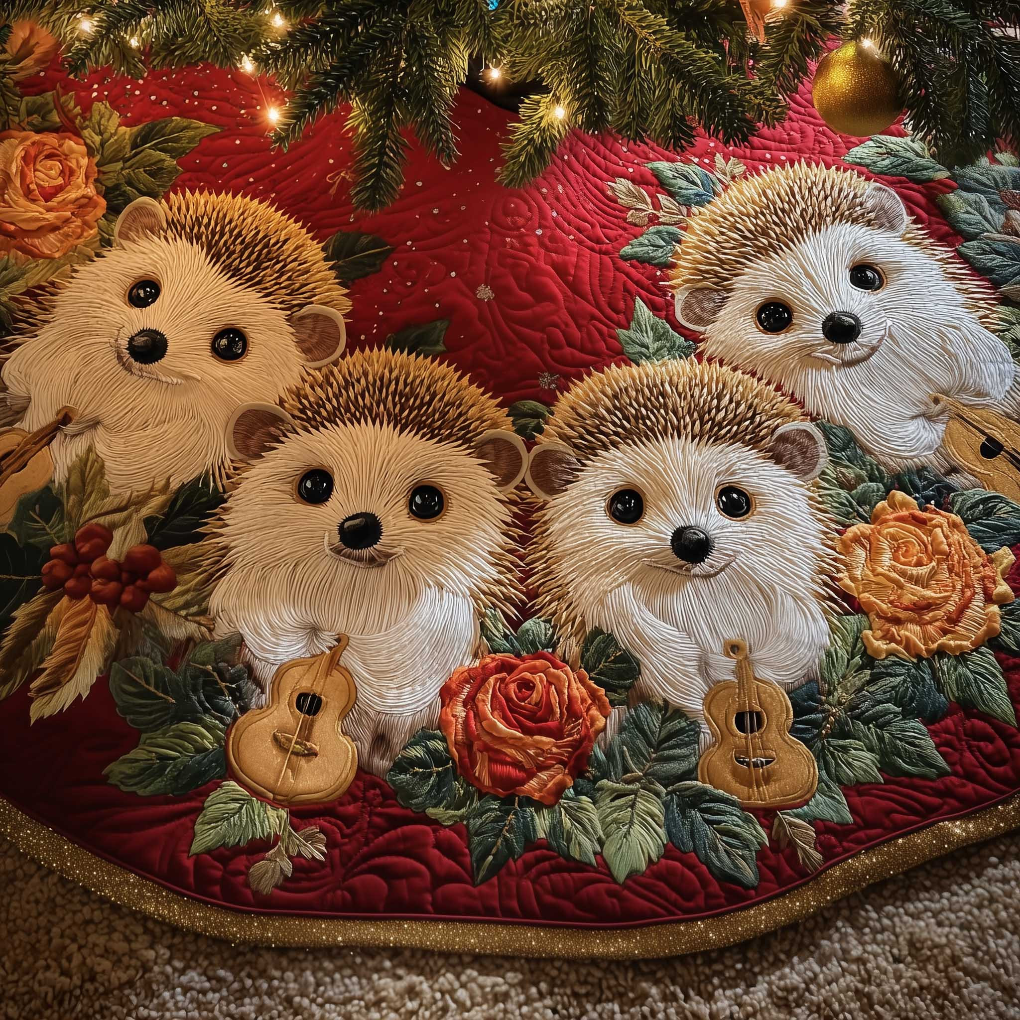 Hedgehog Quilted Tree Skirt Cute Home Decor Christmas Gifts For Hedgehog Lovers