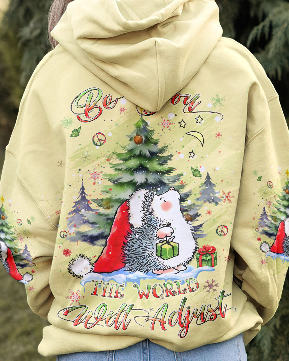 Hedgehog The World Will Adjust Christmas Hoodie Cute Animal Xmas Gifts For Hedgehog Lovers