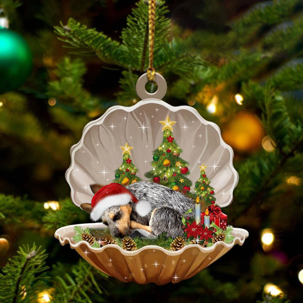 Heeler Sleeping in Pearl Dog Christmas Ornament Flat Acrylic