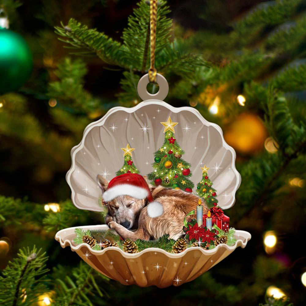 Heeler3 Sleeping in Pearl Dog Christmas Ornament Flat Acrylic