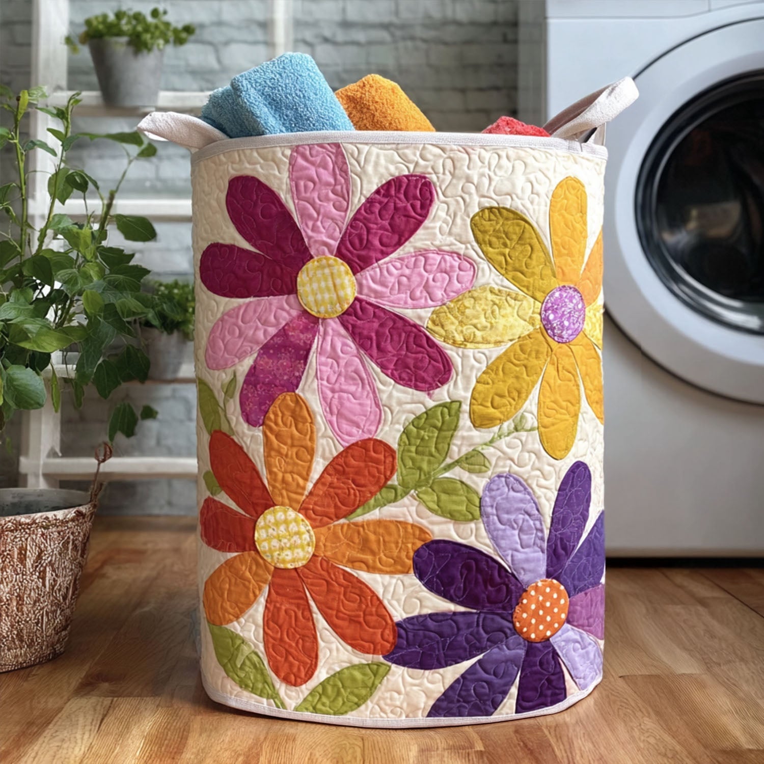 Heirloom Blooms Quilted Laundry Basket Gift To Brighten Their Day