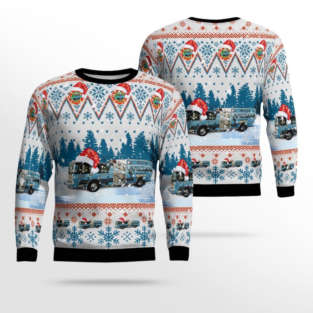 Helena Alabama Fire Department Christmas AOP Ugly Sweater Xmas Unisex Sweater Christmas Gifts For Men Women