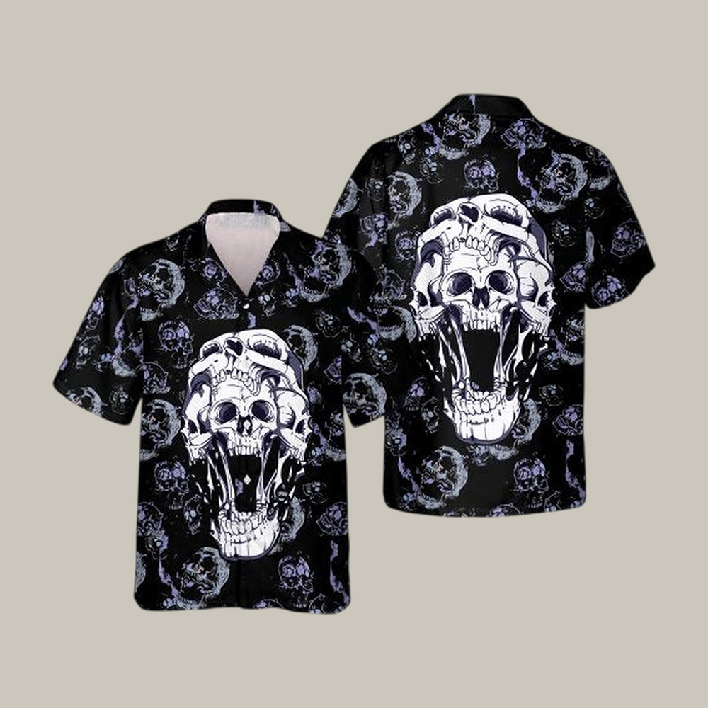 Hell Guard Skull Hawaiian Shirt Gothic Skull Shirt Best Present For Father's Day