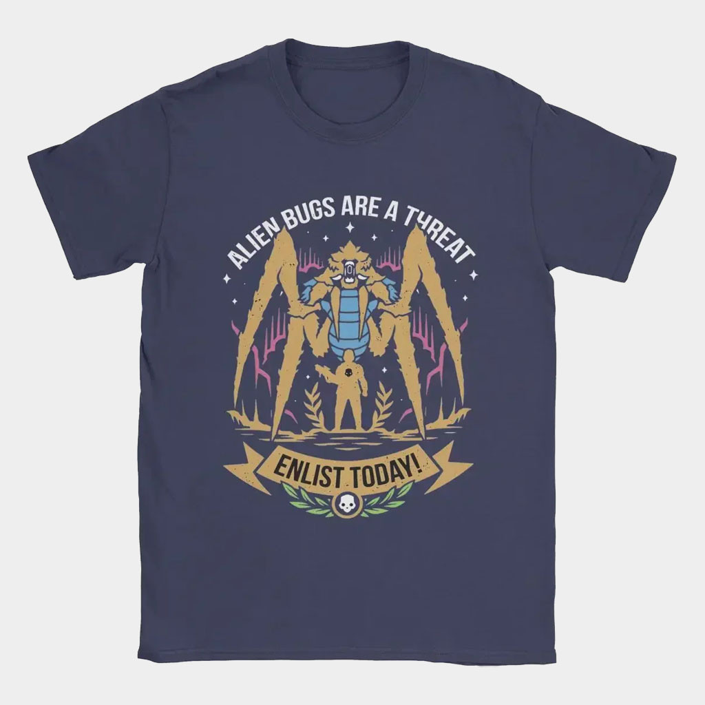 Helldivers Merch 2026 Alien Bugs Are A Threat T-Shirt Enlist Today Shirt Gifts For Gamers