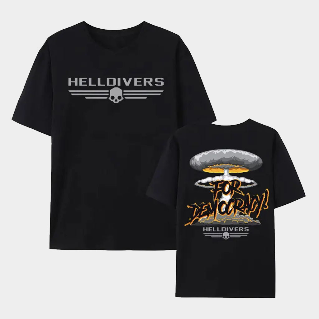 Helldivers Merch 2026 For Democracy T-Shirt Black Gifts For Video Game Lover