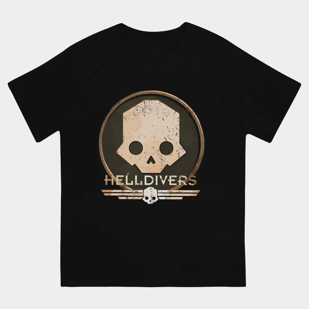 Helldivers Merch 2026 Logo Skull Shirt Black Presents For Video Game Lovers