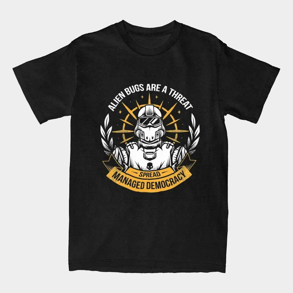 Helldivers Merch 2026 Spread Managed Democracy T-Shirt Birthday Ideas For Husband