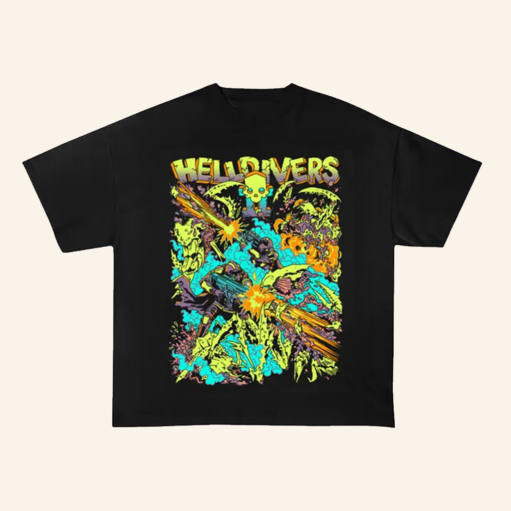Helldivers Merch Black T-Shirt Gift Ideas For Him Helldivers Merch Black T-Shirt Gift Ideas For Him