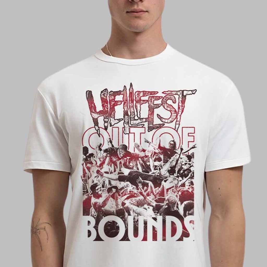 Hellfest Out Of Bounds Blanc 2025 Collection T-Shirt Hellfest Merch Gifts For Movie Fans Hellfest Out Of Bounds Blanc 2025 Collection T-Shirt Hellfest Merch Gifts For Movie Fans