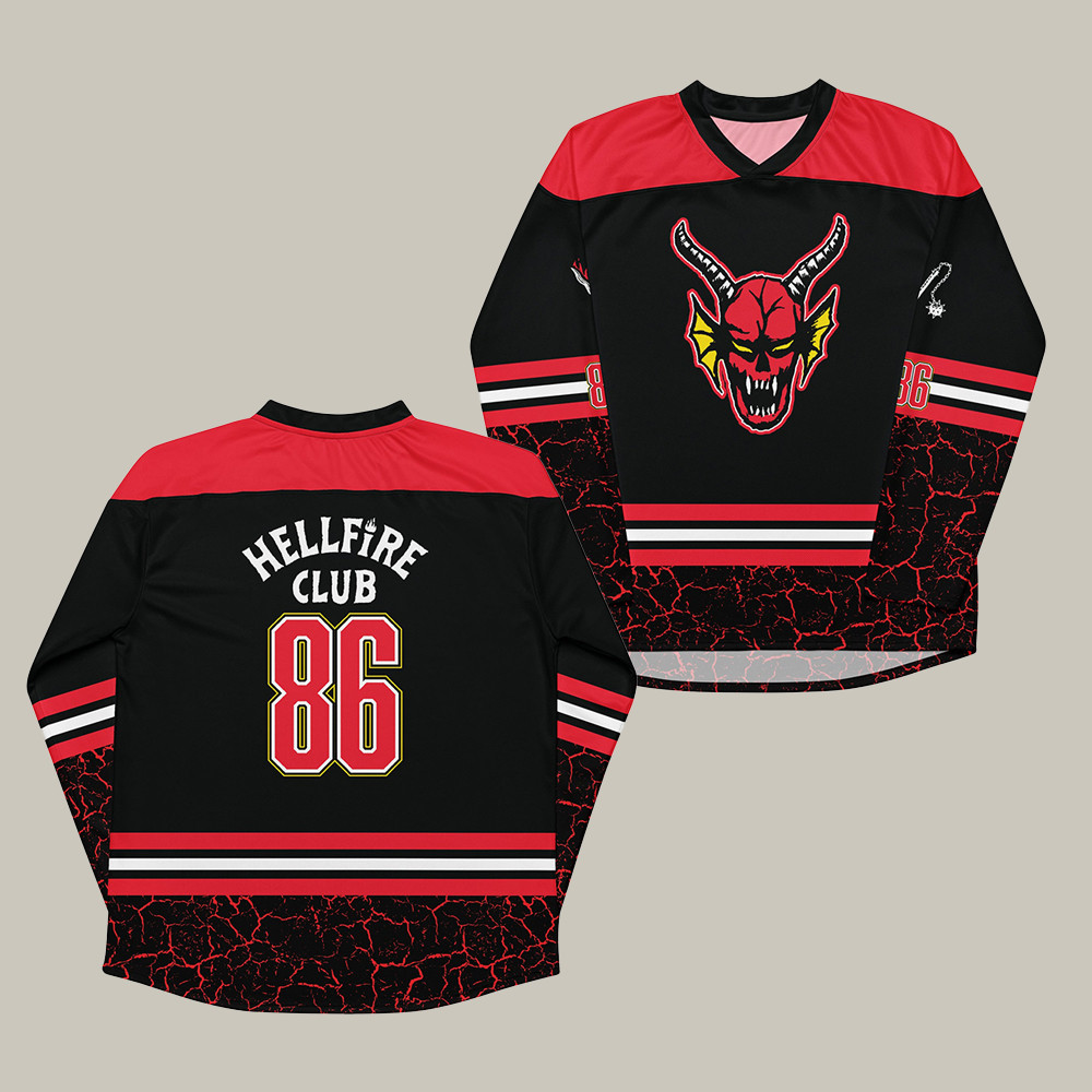 Hellfire Club Stranger Things Merch Hockey Jersey Stranger Things Season 4 Apparel Good Gifts