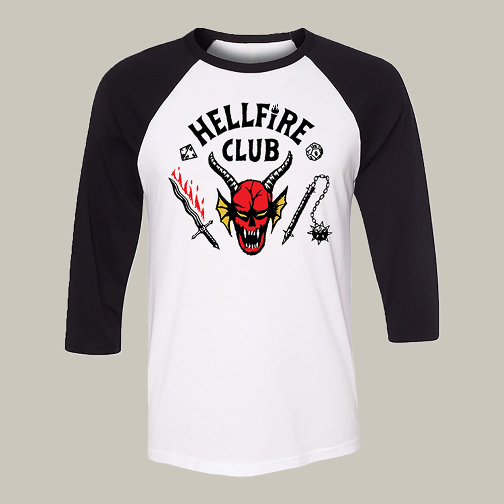 Hellfire Club Stranger Things Merch Raglan Long Sleeve Stranger Things Apparel Fans Gifts