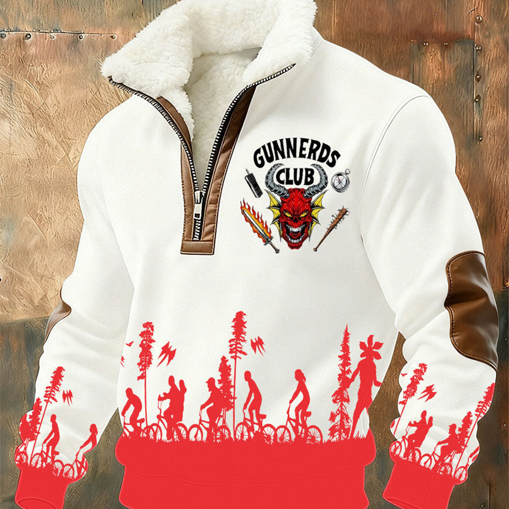 Hellfire Club Stranger Things Merch Stand Up Collar Sweater Gunnerds Club Demon Apparel Gifts