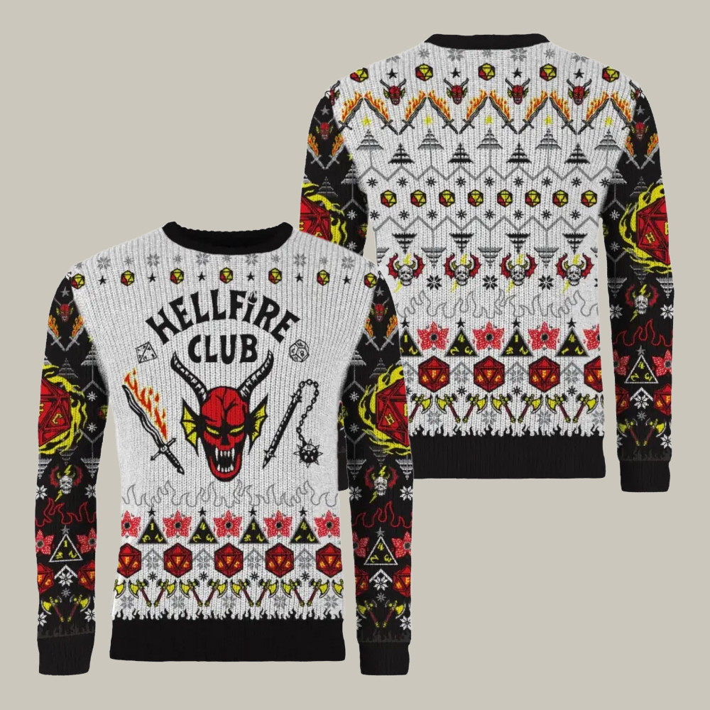 Hellfire Club Stranger Things Ugly Christmas Sweater Stranger Things Apparel Christmas Gifts