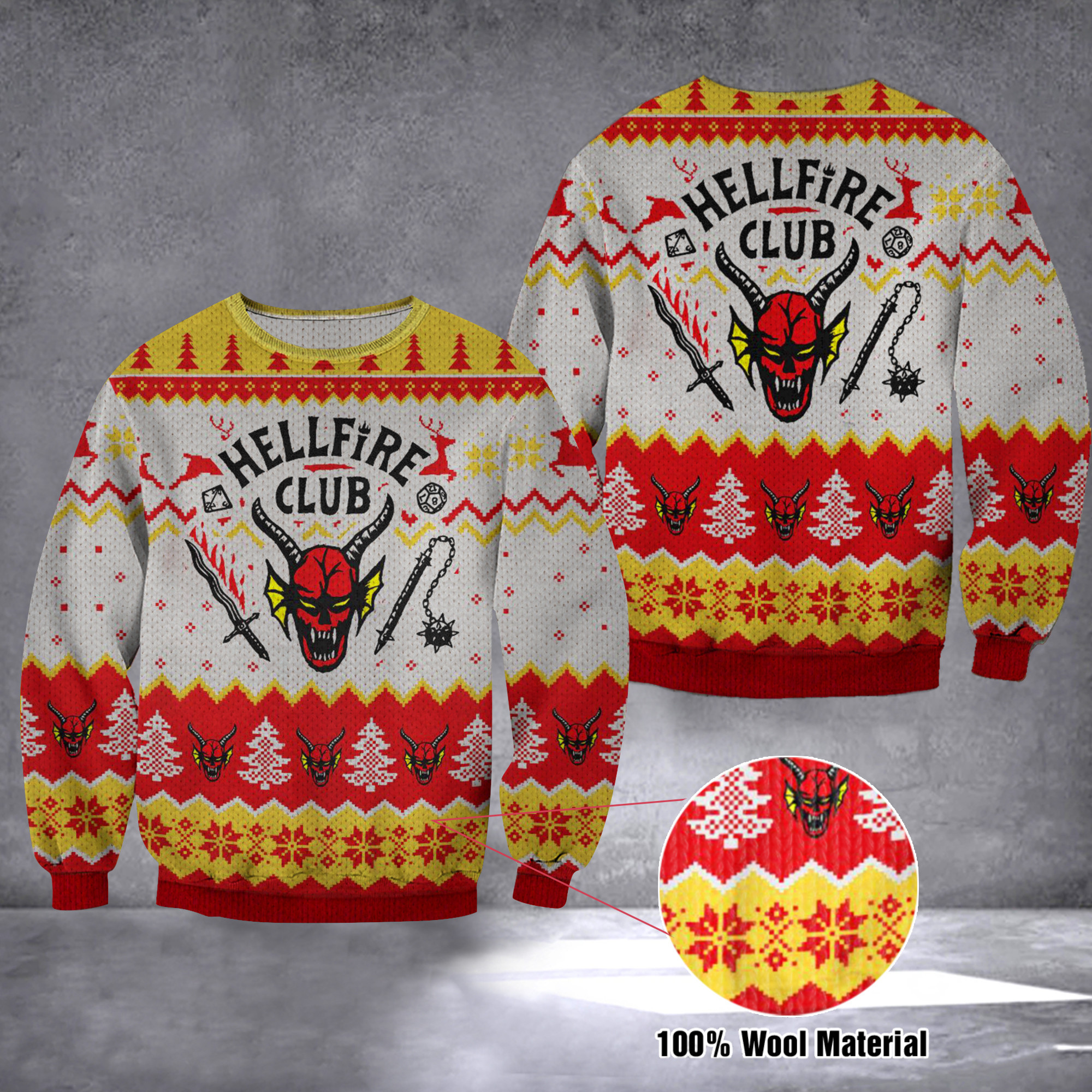 Hellfire Club Stranger Things Ugly Christmas Sweater Stranger Things Merch Gifts For Fan