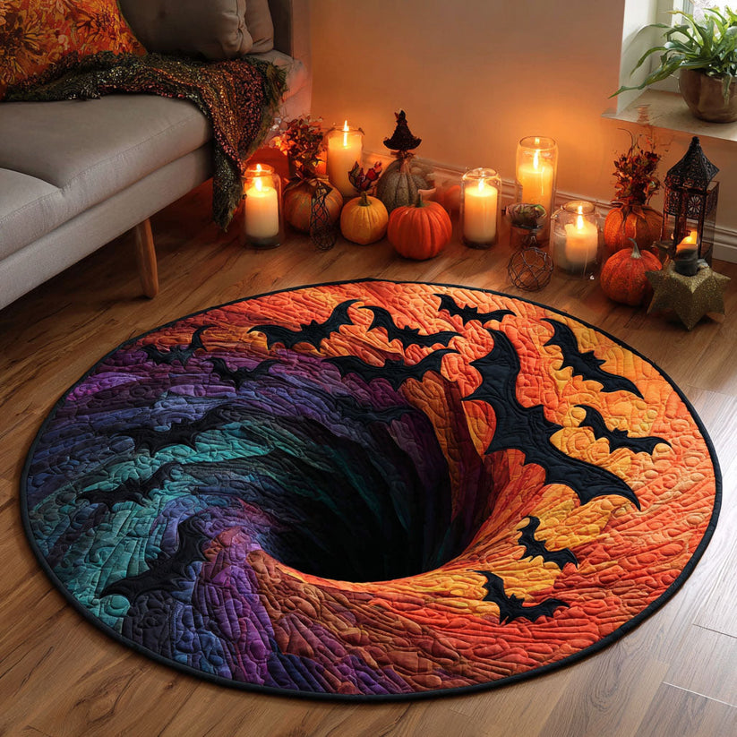 Hellfire Flight Quilted Round Mat Halloween Round Mat Spooky Halloween Gift for Her