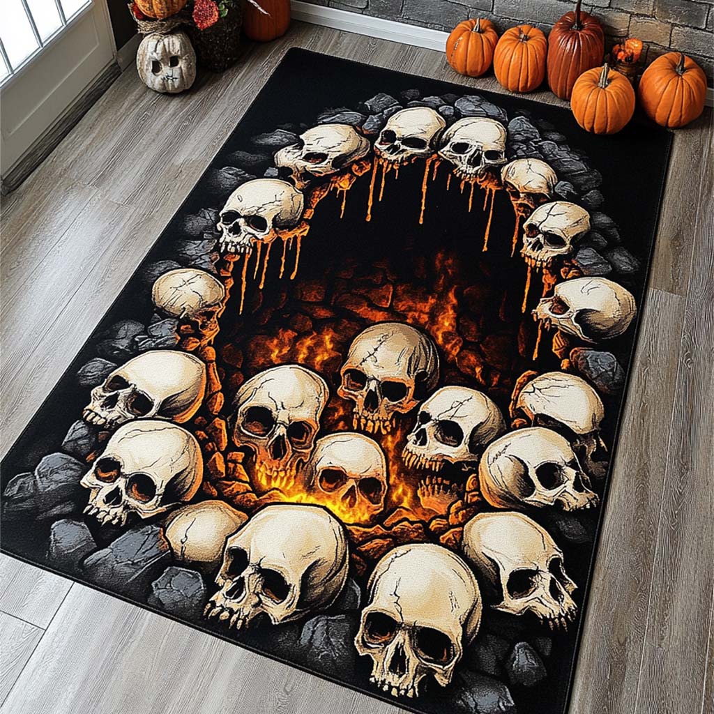 Hellfire Skulls Area Rug Entry Way Ideas Unique Halloween Gifts