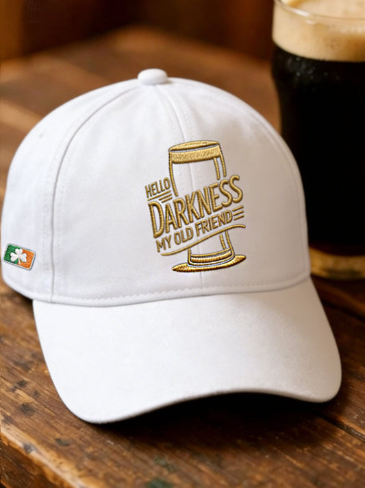 Hello Darkness My Old Friend Baseball Cap St Patricks Day Irish Guinness Hat Funny Beer Gift