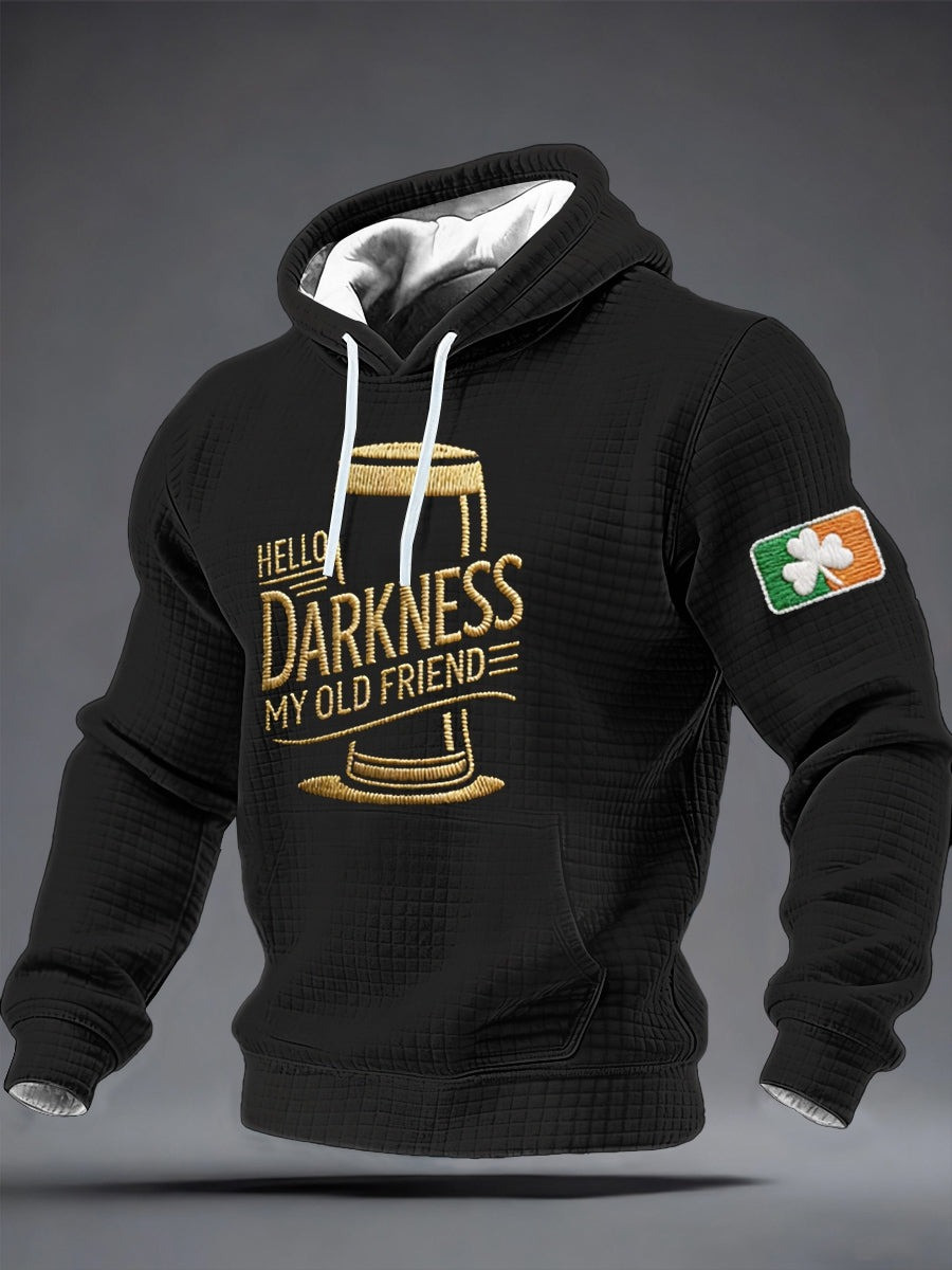 Hello Darkness My Old Friend Checkered Graphic Cotton Hoodie St Patricks Day Gift Men