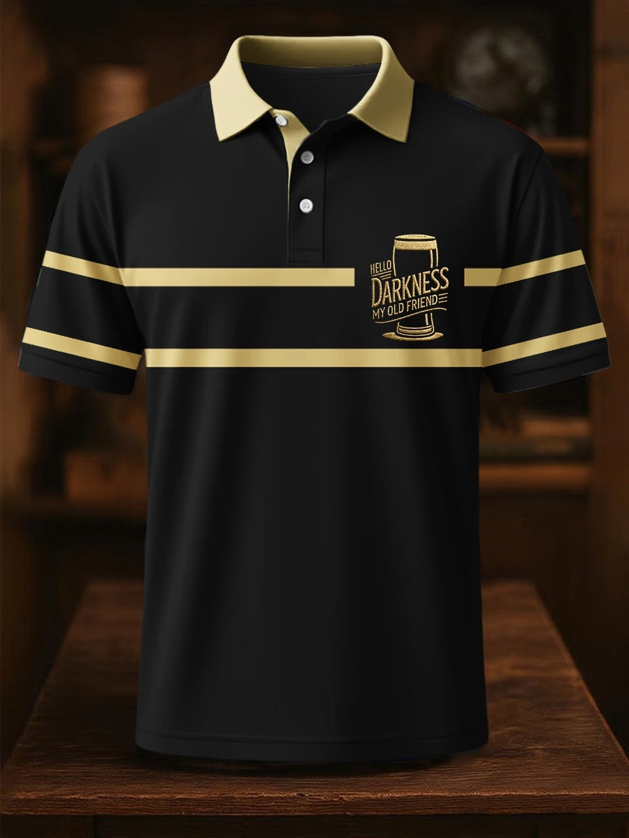 Hello Darkness My Old Friend Graphic Polo Shirt Funny St Patricks Day Irish Beer Best Gift Men