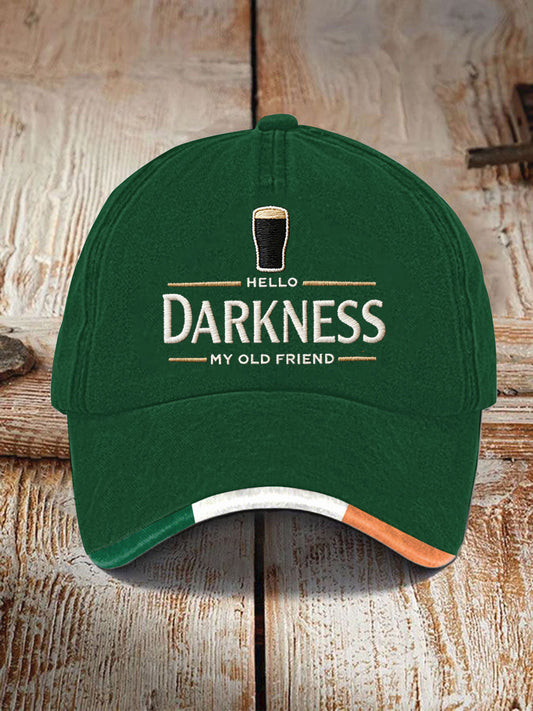 Hello Darkness My Old Friend Green Baseball Cap St Patricks Day Hat Beer Irish Lover Gift