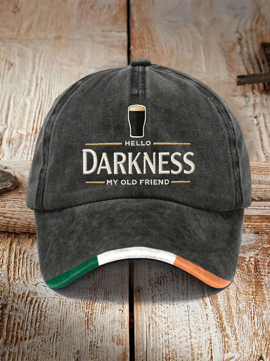 Hello Darkness My Old Friend Hat Irish Stout Baseball Cap St Patrick's Day Gift For Him