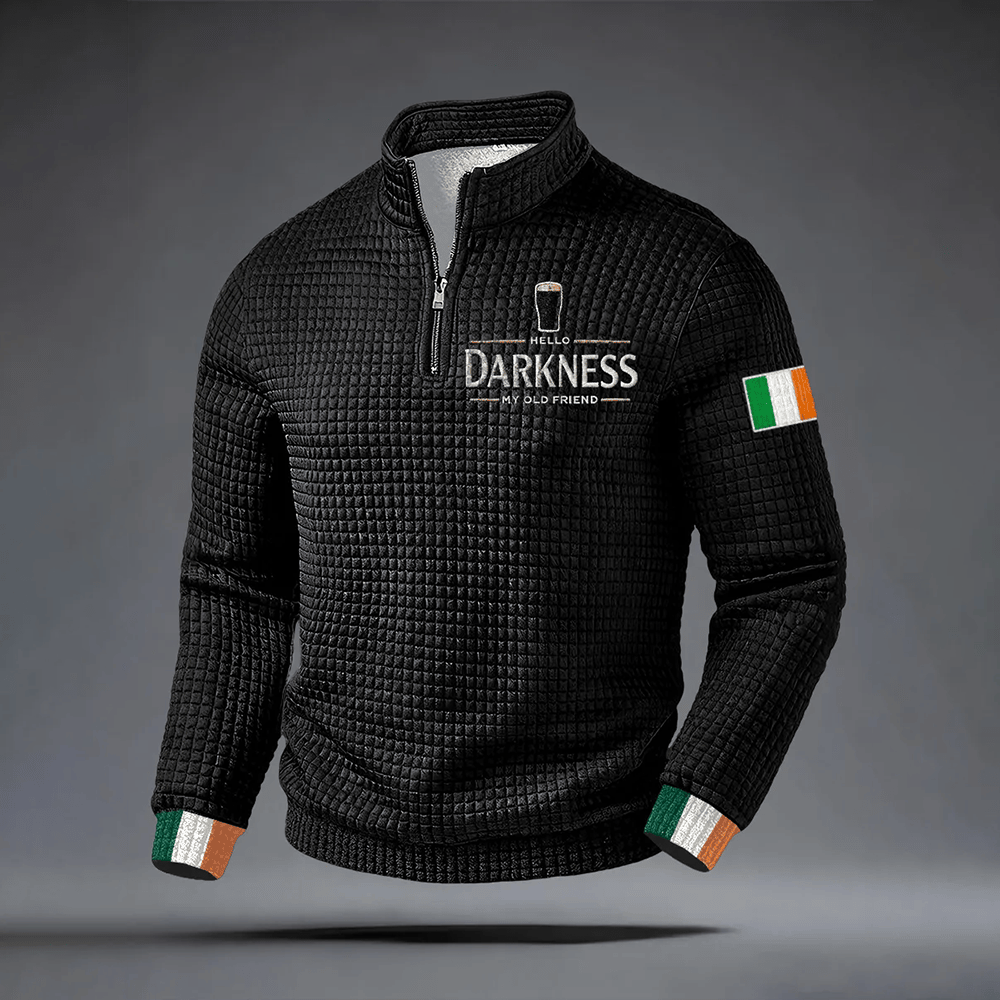 Hello Darkness My Old Friend Irish Dark Beer Zip Sweatshirt St Patrick's Day 2026 Clothing