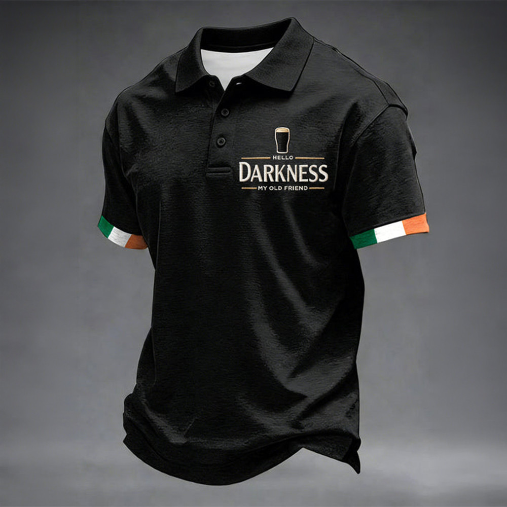 Hello Darkness My Old Friend Polo Shirt Dry Irish Stout St Patrick's Day Merch