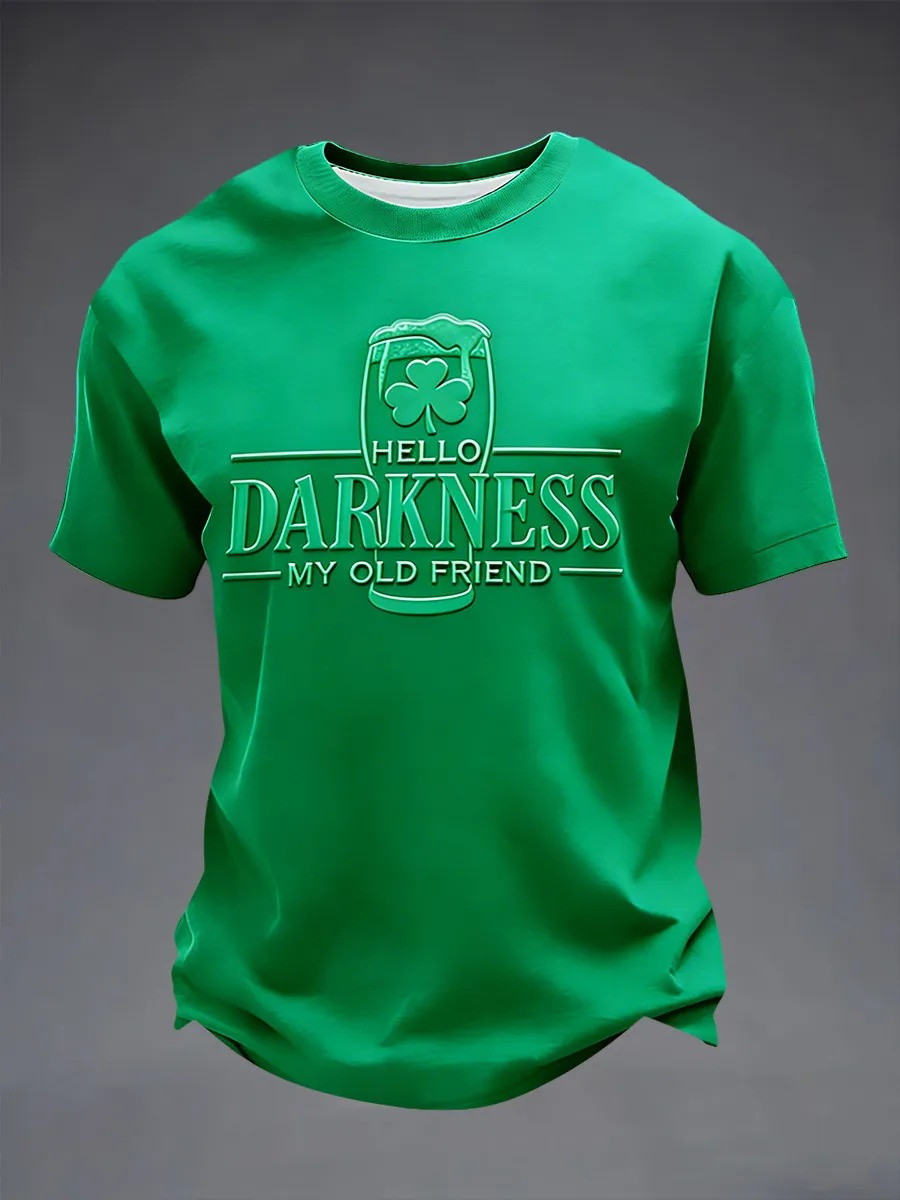 Hello Darkness My Old Friend St Patricks Day Shamrock Beer Graphic Funny St Pattys Shirt Gift Ideas