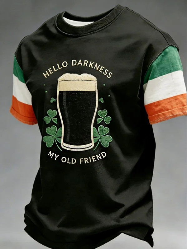 Hello Darkness My Old Friend St Patricks Day T-Shirt Funny Irish Drinking Shirt Gift For Beer Lovers