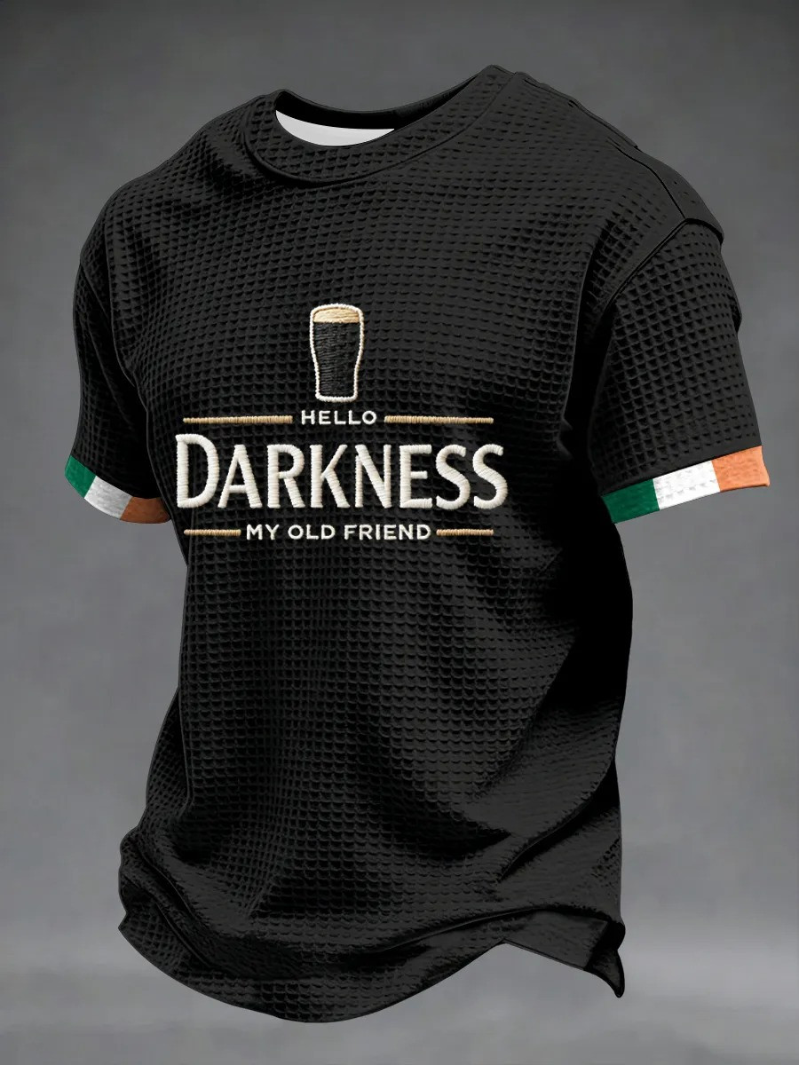 Hello Darkness My Old Friend Stout Beer T-Shirt Irish Flag Graphic Tee St Patricks Day Gift For Him