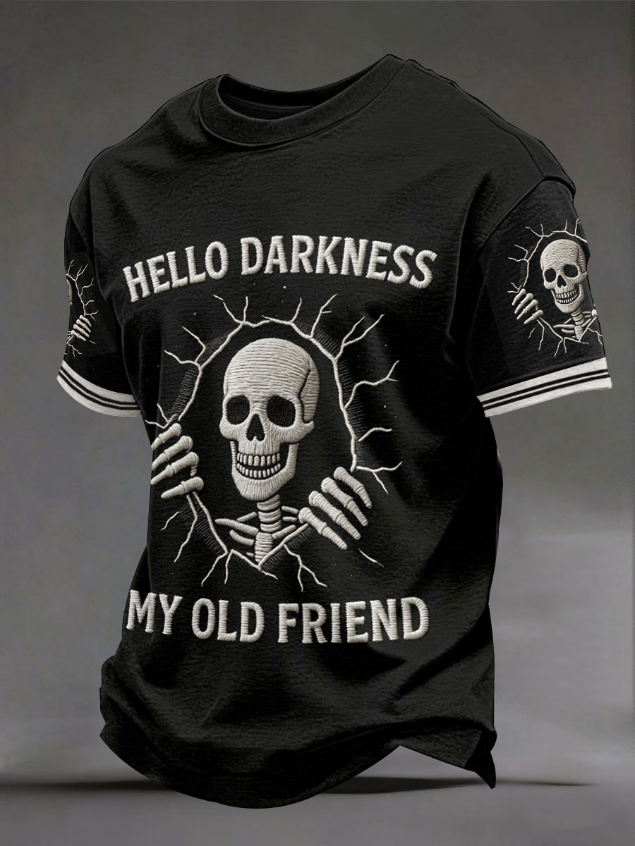 Hello Darkness My Old Friend T-Shirt Dark Humor Graphic Clothing Gift For Husband