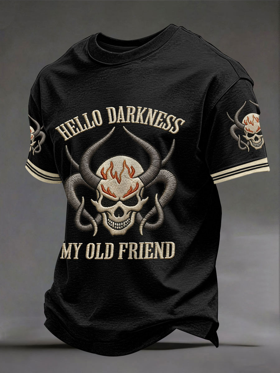 Hello Darkness My Old Friend T-Shirt Dark Humor Graphic Clothing Gift For Men