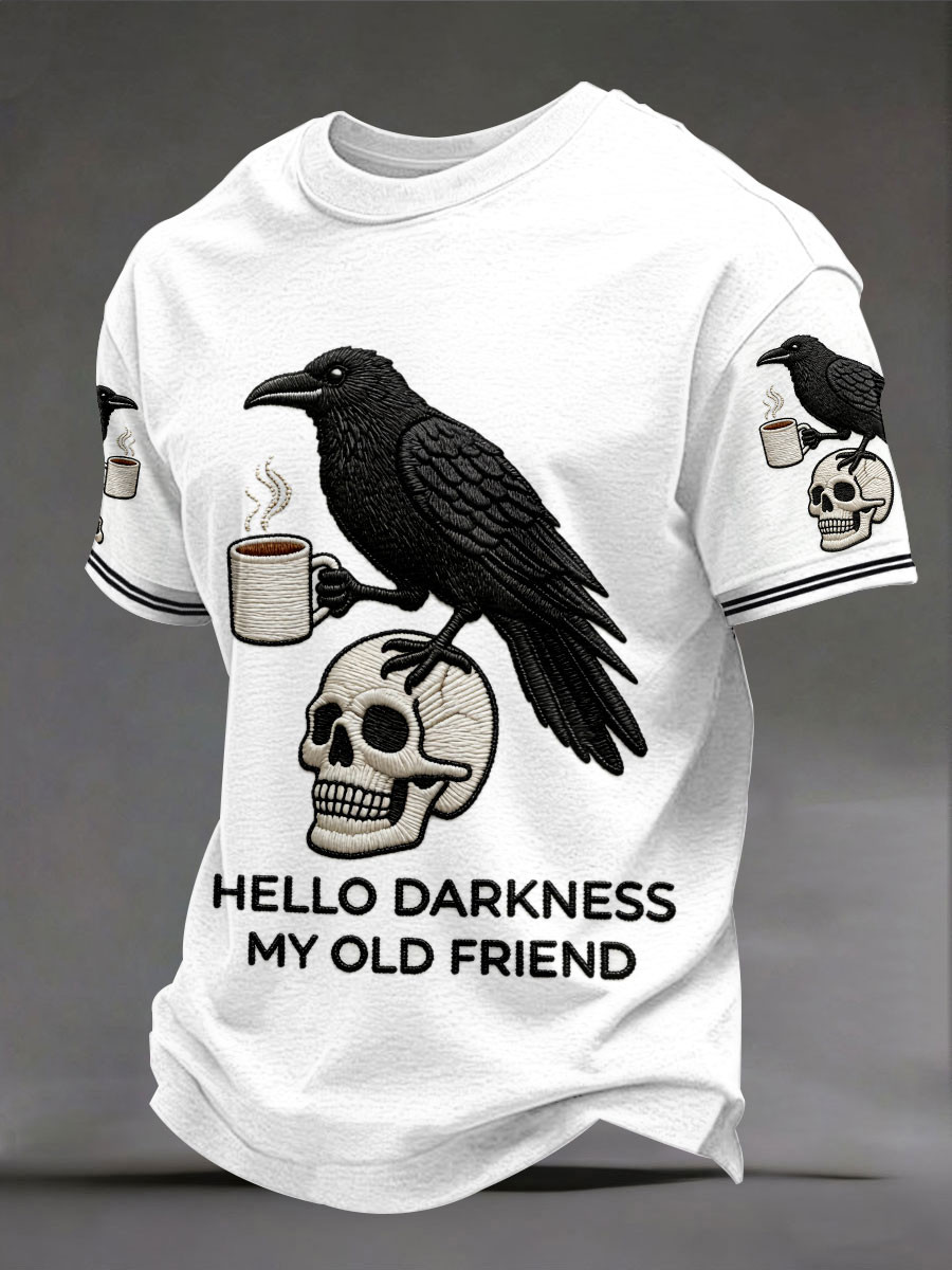 Hello Darkness My Old Friend T-Shirt Gothic Raven Clothing Best Gift Ideas