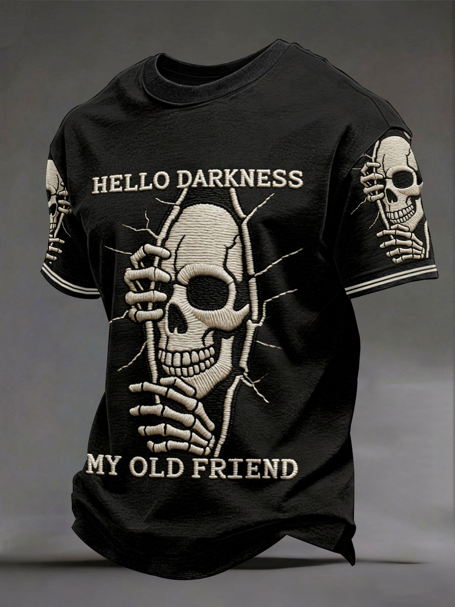 Hello Darkness My Old Friend T-Shirt Gothic Skull Clothing Gift For Men