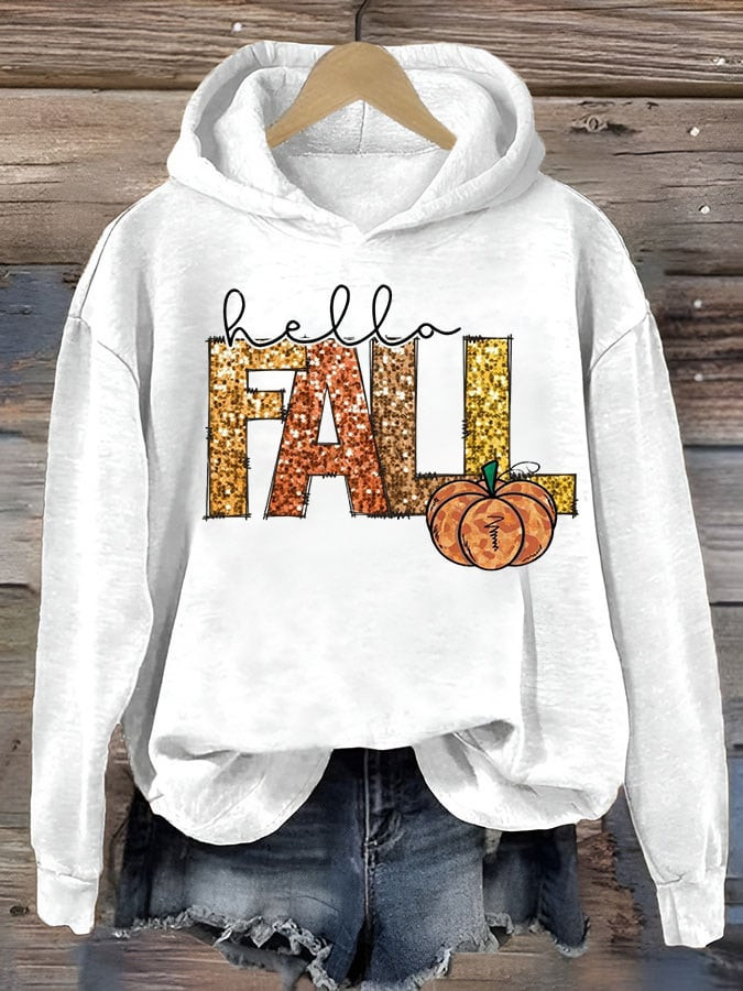 Hello Fall Autumn Hoodie Welcome Autumn Merch Gifts For Women
