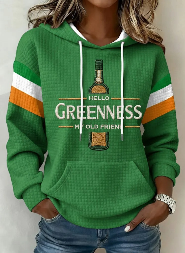Hello Greenness My Old Friend Irish Flag Hoodie Whiskey Bottle Clothing St Patricks Day Gift For Her