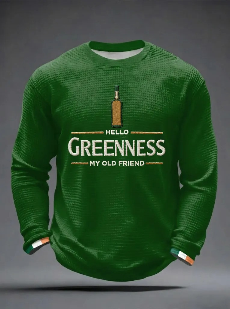 Hello Greenness My Old Friend Irish Flag Long Sleeve Shirt Whiskey Bottle Clothing St Patricks Day Gift Ideas