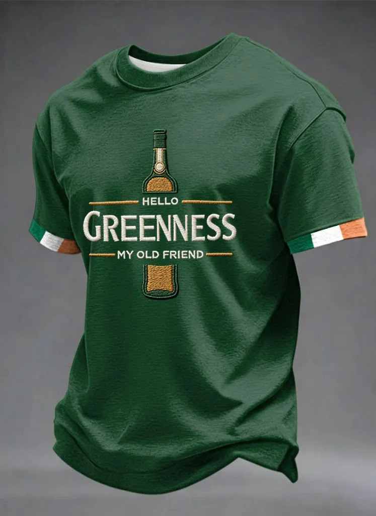 Hello Greenness My Old Friend Irish Whiskey T-Shirt Ireland Flag Clothing St Patricks Day Gift Ideas