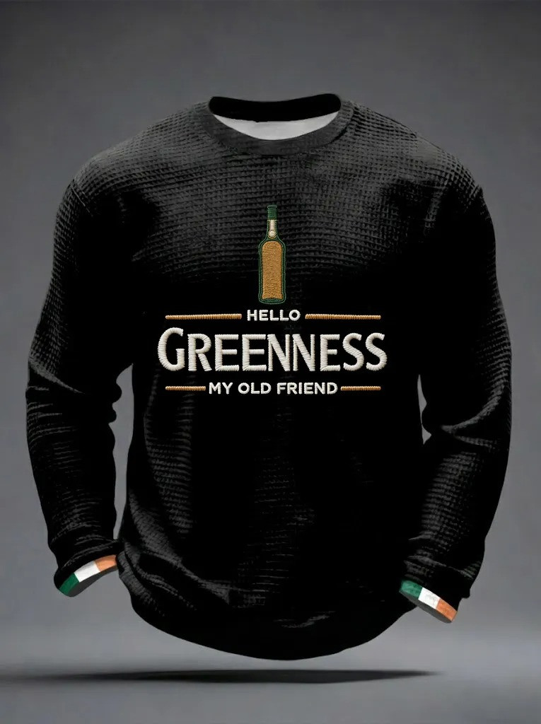 Hello Greenness My Old Friend Long Sleeve Shirt Irish Whiskey Flag Cuff Clothing St Patricks Day Gift For Him