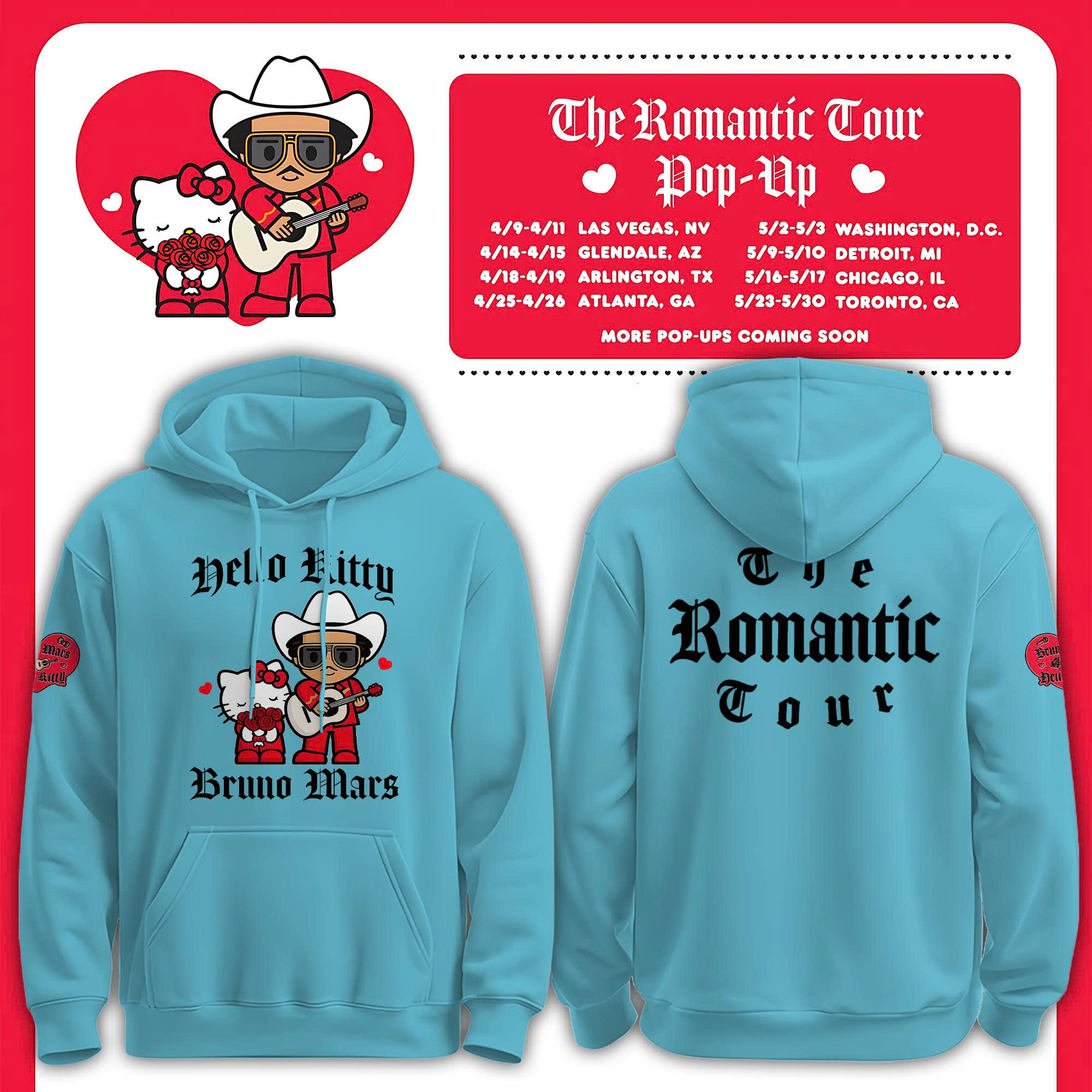 Hello Kitty Bruno Mars Live Hoodie Bruno Mars X Hello Kitty Merch Gift For World Tour