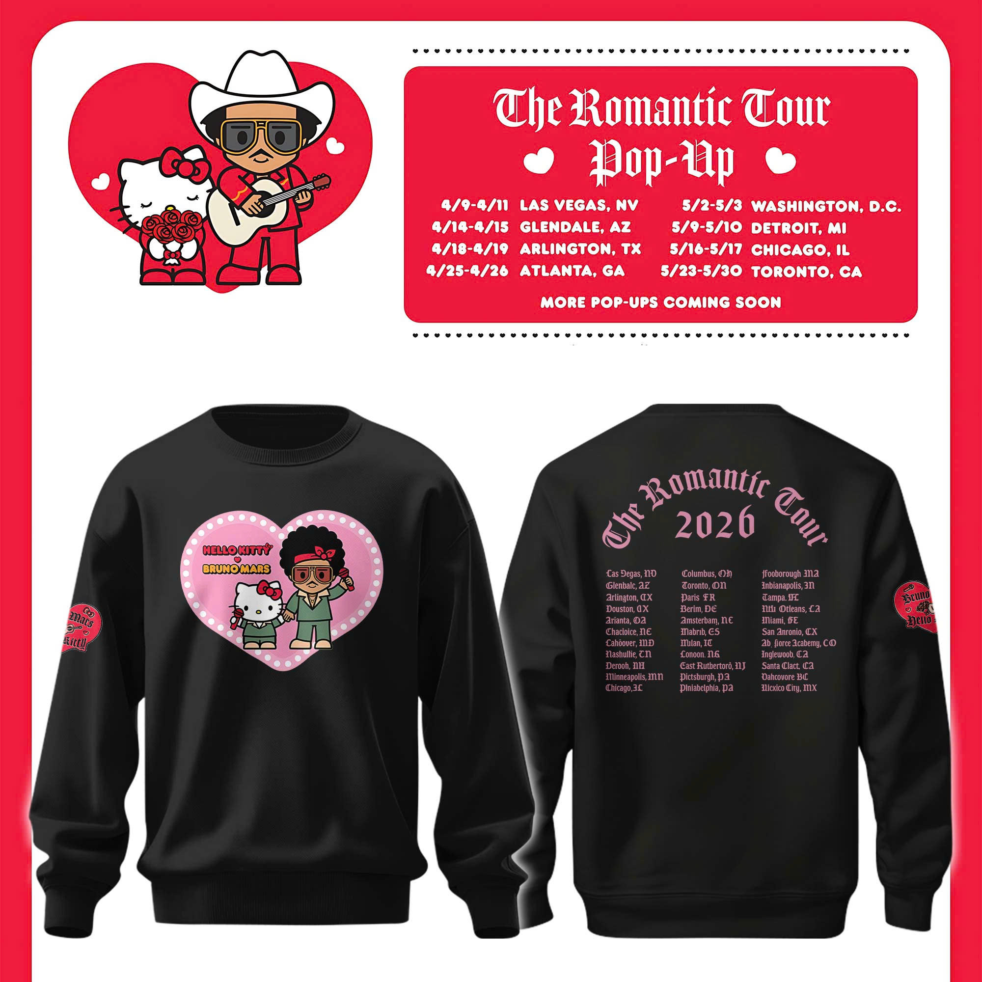 Hello Kitty Bruno Mars Live Sweatshirt Bruno Mars X Hello Kitty Clothes Gift For Roommate