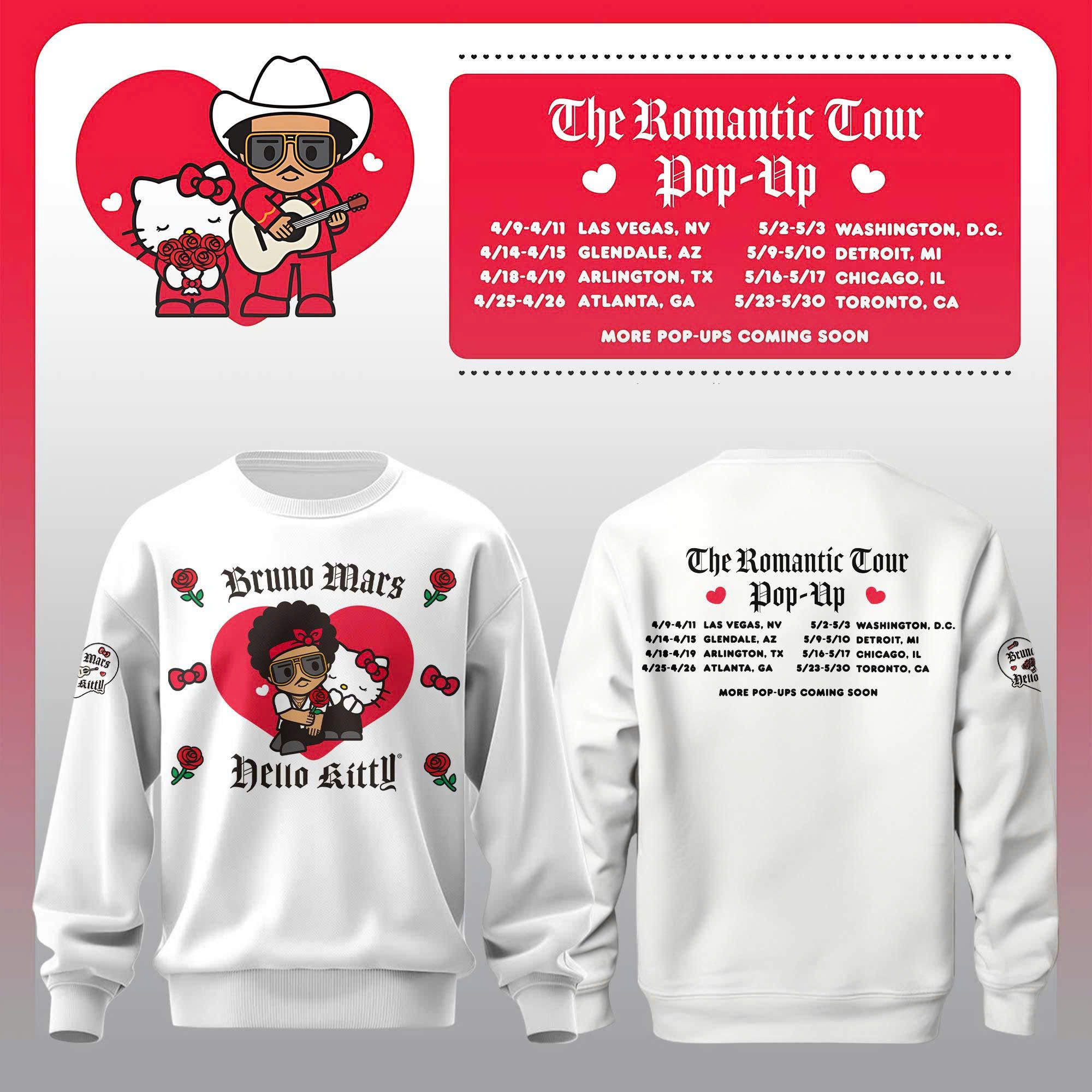 Hello Kitty Bruno Mars Live Sweatshirt The Romantic World Tour Merch Gift For Music Junkie