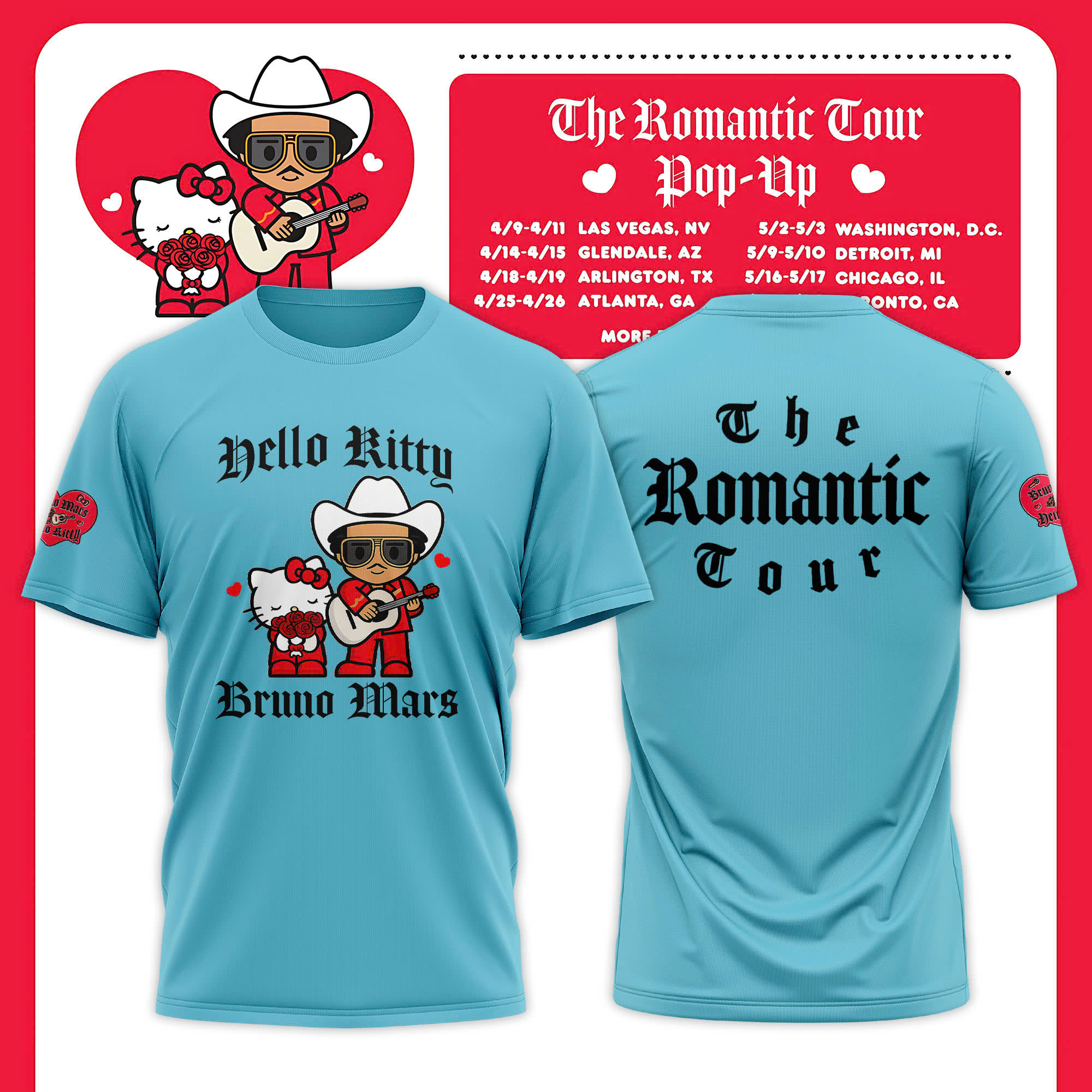 Hello Kitty Bruno Mars Live T-Shirt Hello Kitty Bruno Mars Tour Tee Gift For Music Event