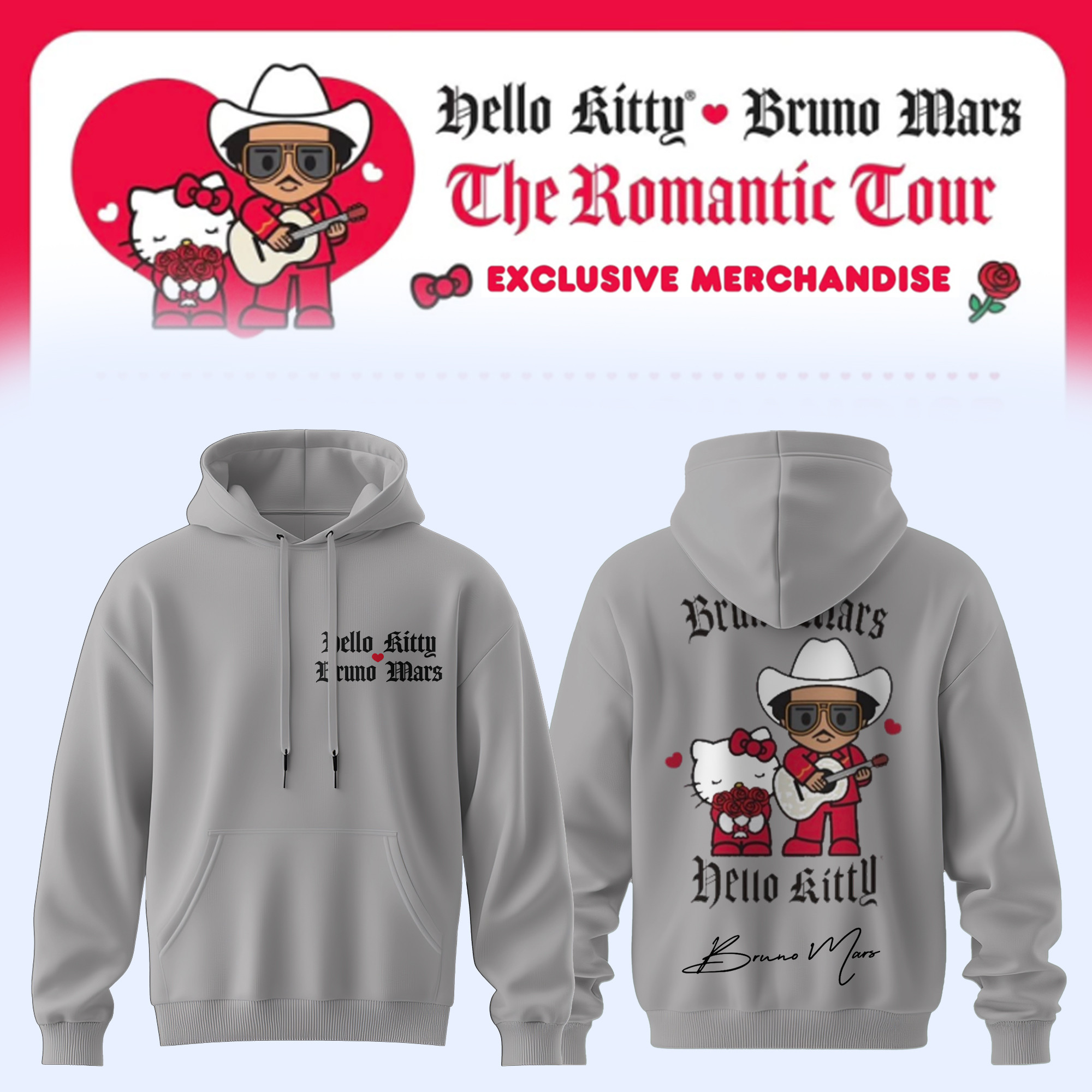 Hello Kitty Bruno Mars Tokyo Hoodie Hello Kitty X Bruno Mars Tour Clothing Gift For Daughter