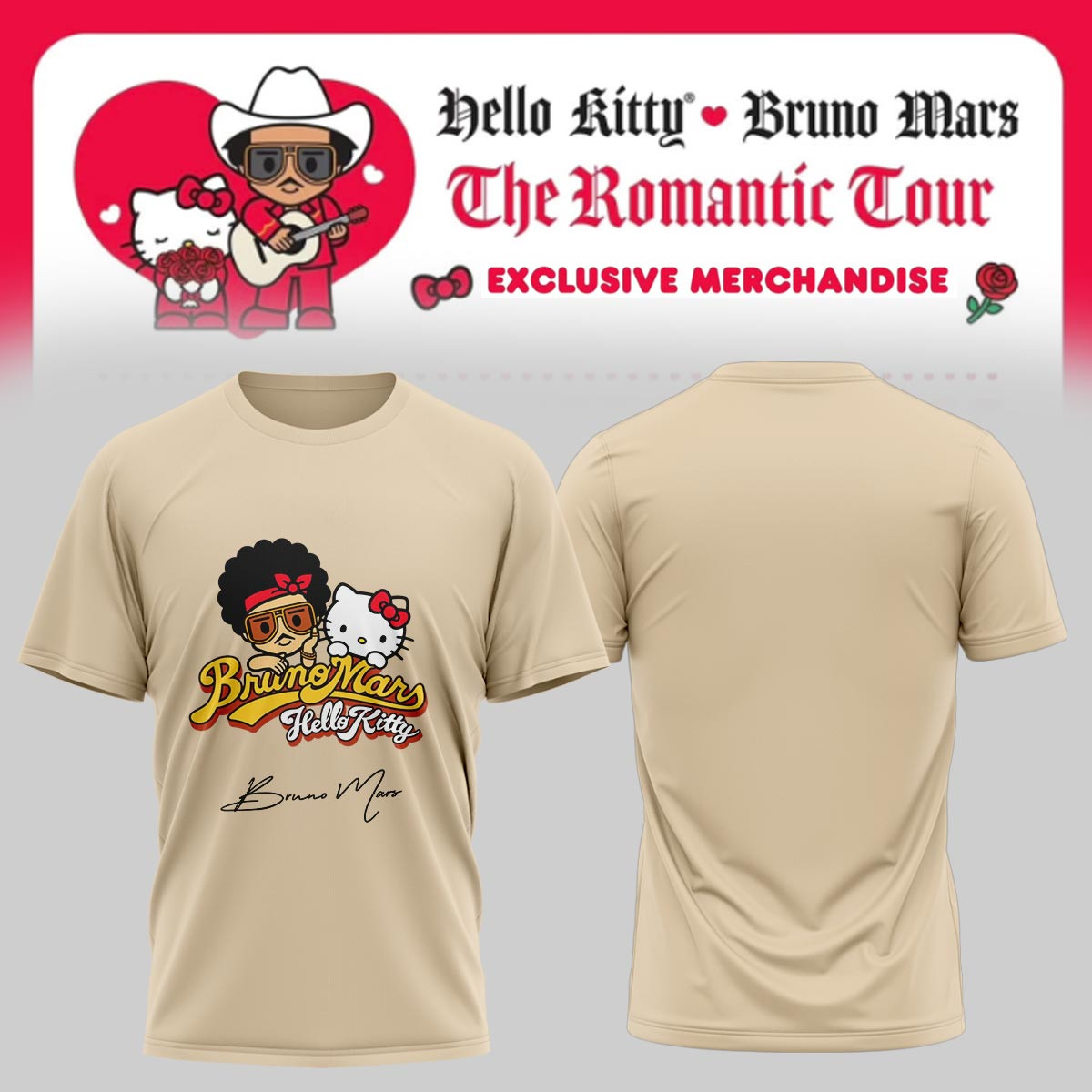 Hello Kitty Bruno Mars Tokyo T-Shirt Bruno Mars X Hello Kitty Merch Gift For Tokyo Trip