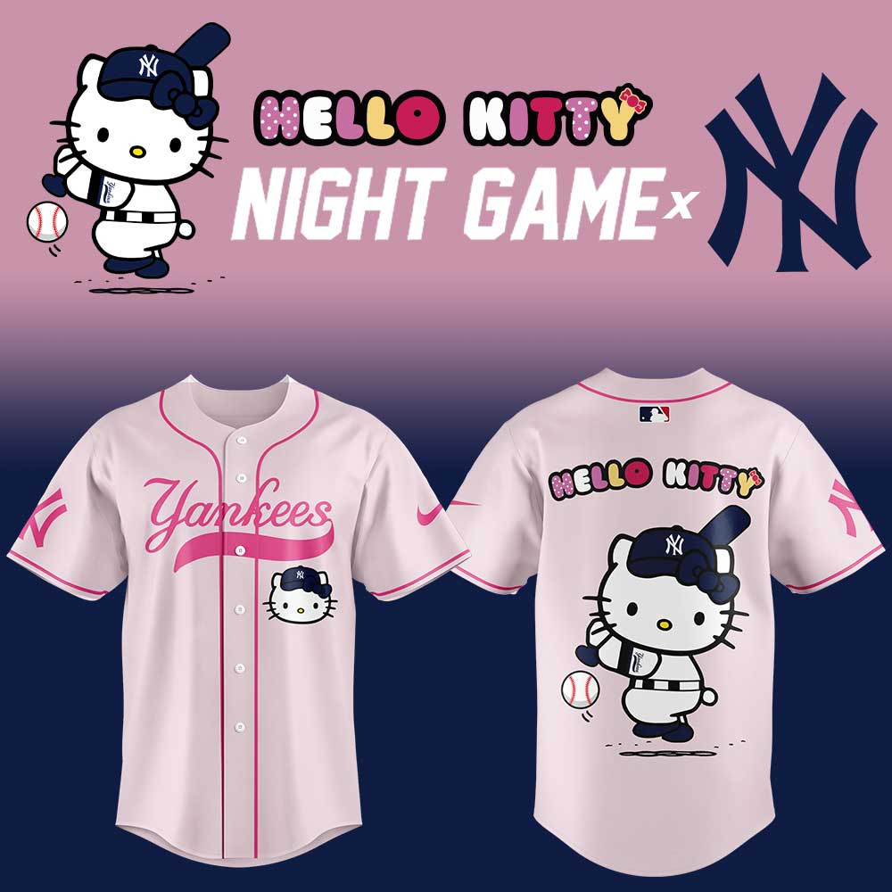 Hello Kitty Night Game X New York Yankees Baseball Jersey Cool Baseball Gifts